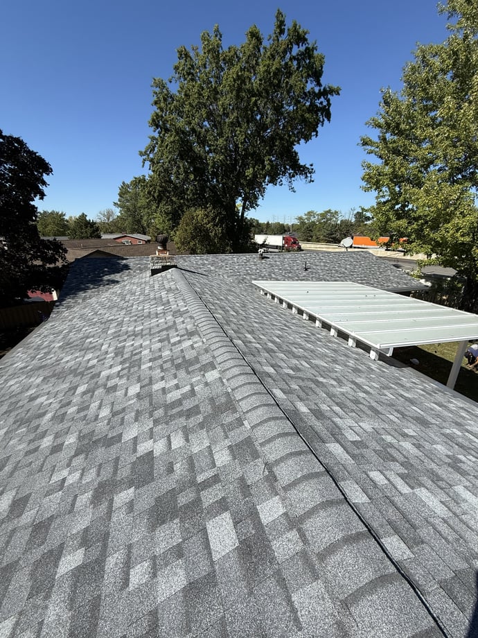 Newly installed roof shingles