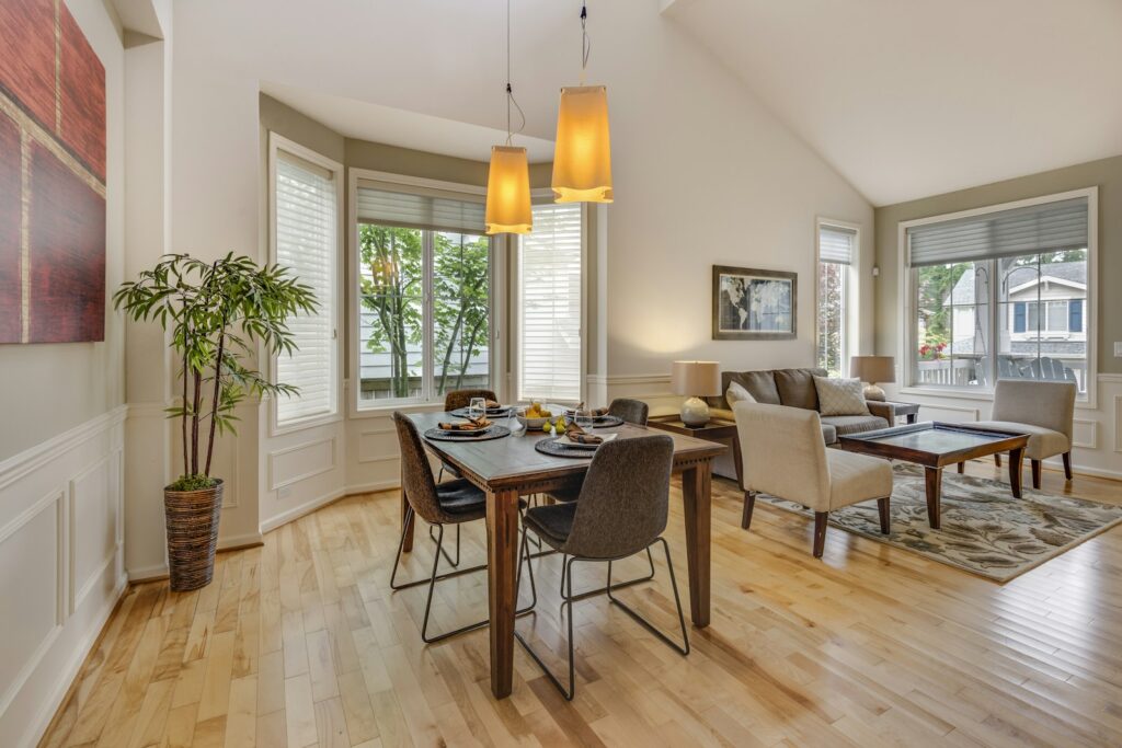Hardwood flooring in a Cleveland, OH living room remodel